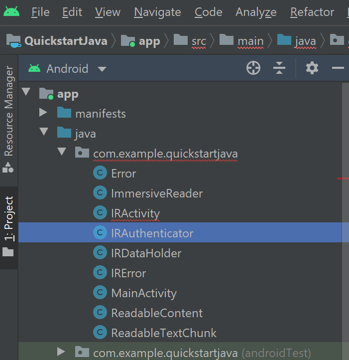 Screenshot of IRAuthenticator Java class file.