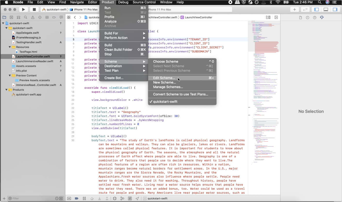 Screenshot of the edit scheme dropdown menu.