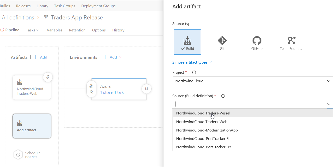 Hinzufügen eines neuen Artefakts für eine Azure Stack Hub-App in Azure DevOps Services