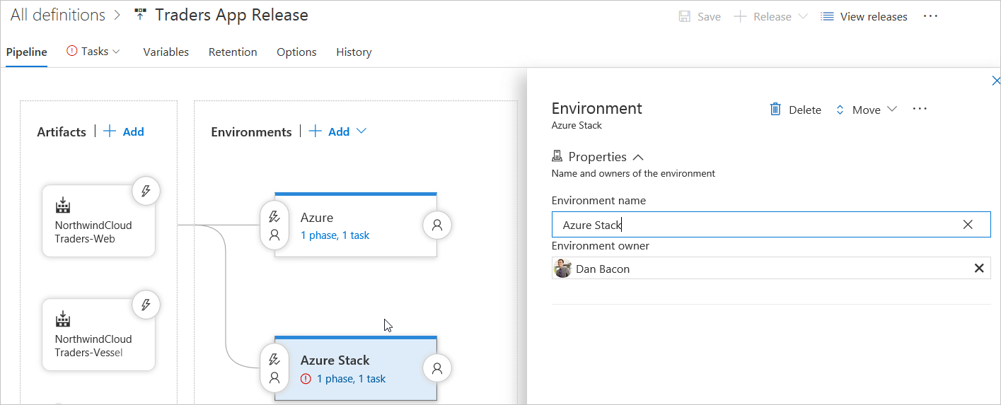 Benennen einer Umgebung in einer Azure App Service-Bereitstellung in Azure DevOps Services