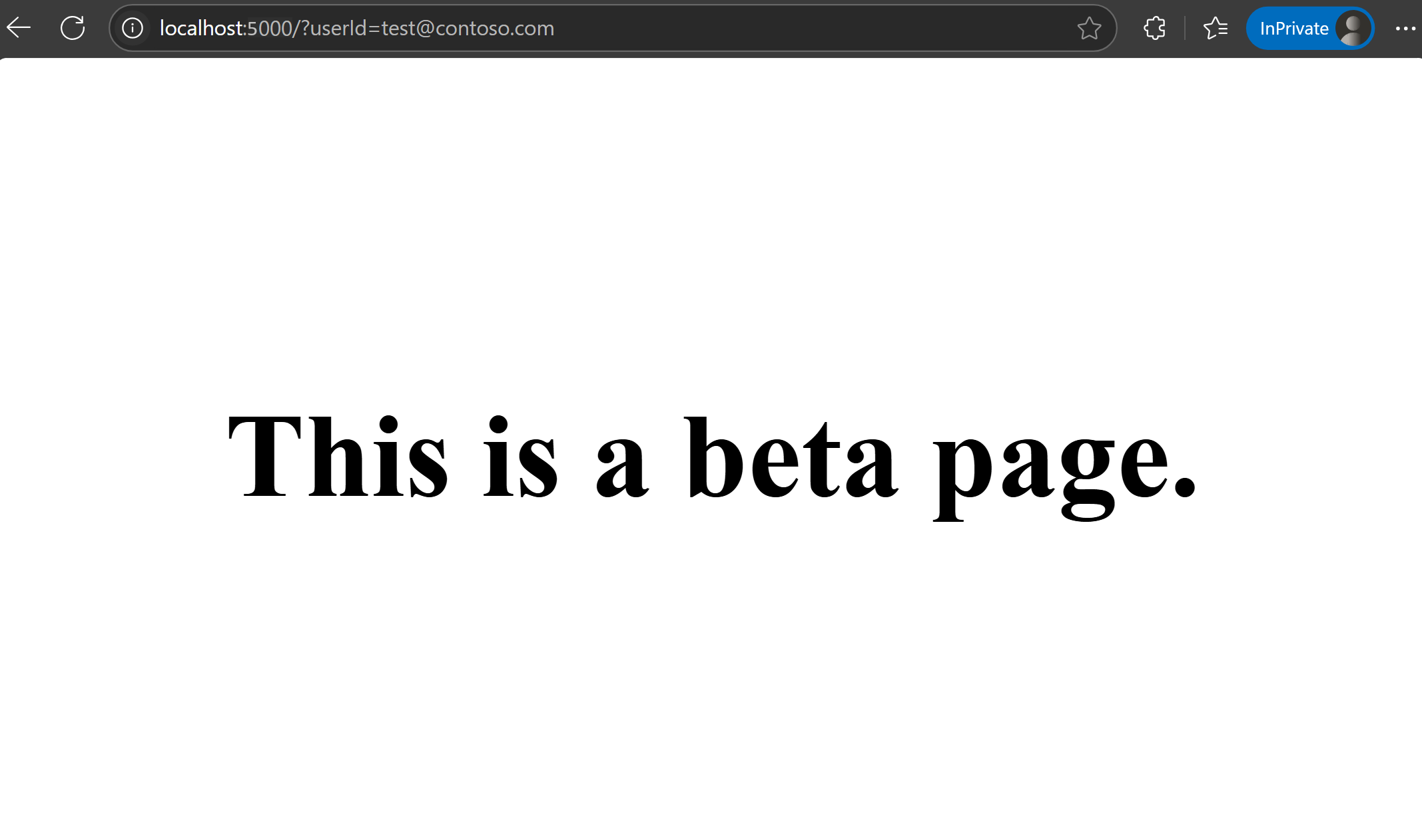 Screenshot der App mit der Betaseite