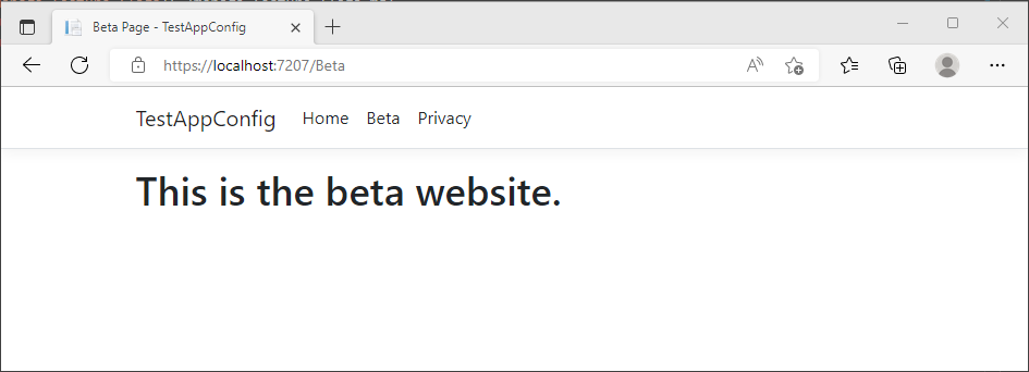 Seite des Featureflags „Beta“