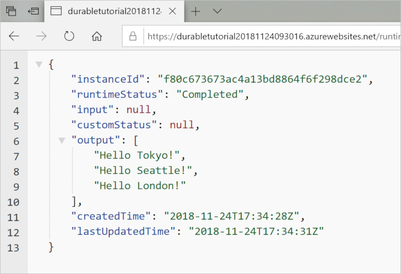 Screenshot von Durable Functions-App-Code in Visual Studio 2019.