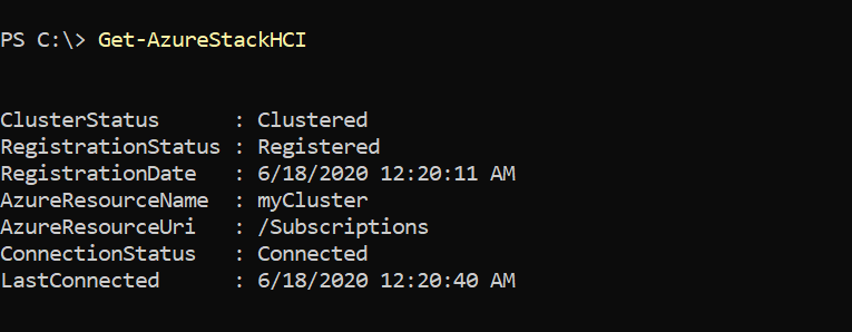Screenshot des Azure-Registrierungsstatus nach der Registrierung.