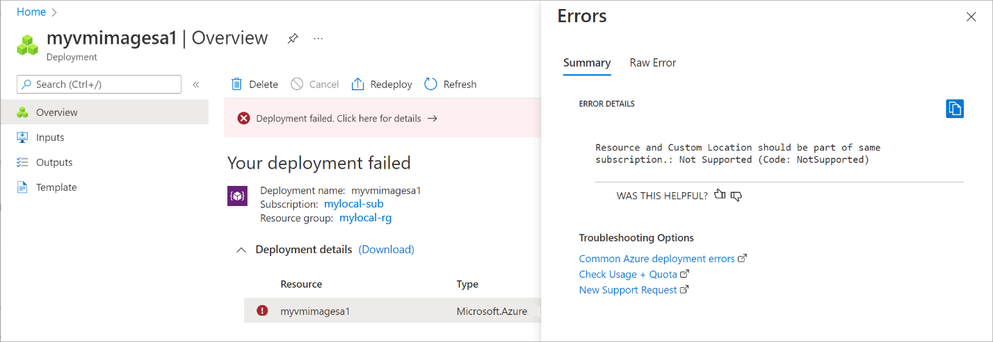 Screenshot mit einem Fehler, wenn der Download des VM-Images fehlschlägt.