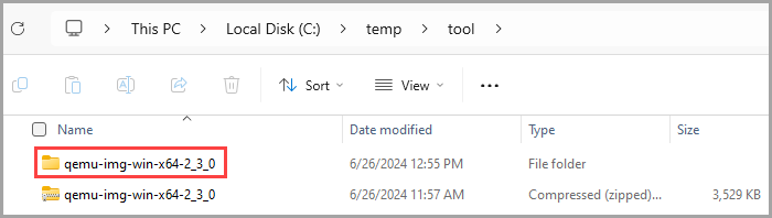 Screenshot des heruntergeladenen QEMU Disk Utility-Tools.