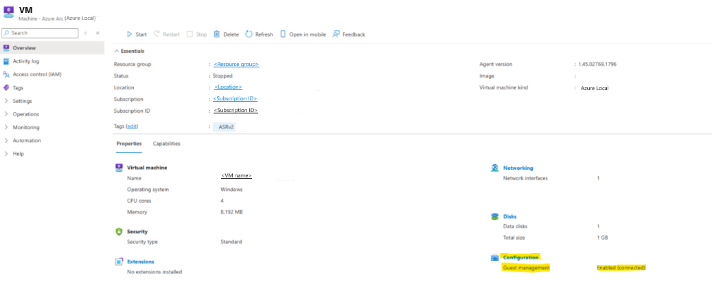 Screenshot der Aktivierung der Gastverwaltung in Azure-Portal.