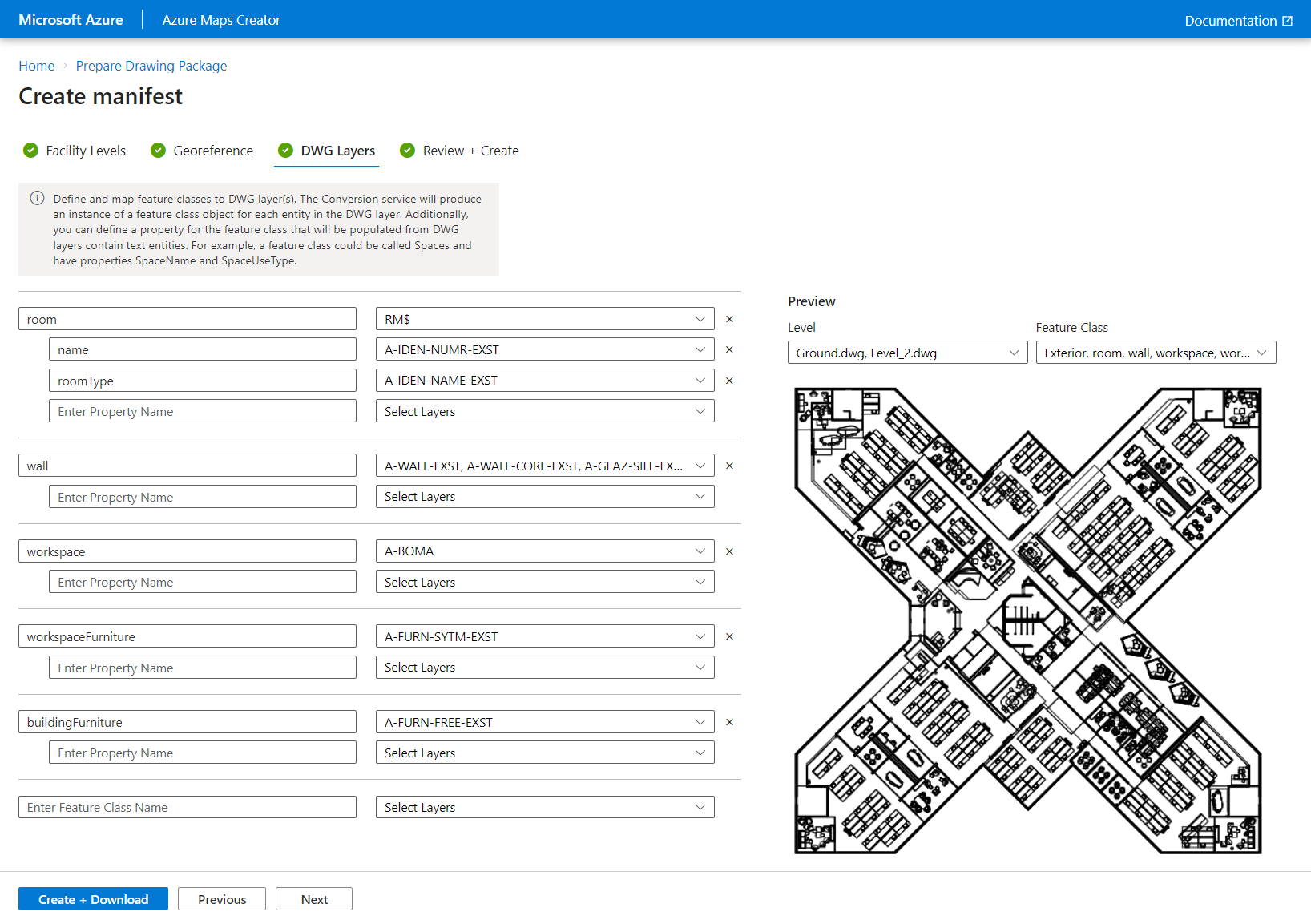 Screenshot showing the 'create a new manifest' screen of the onboarding tool.