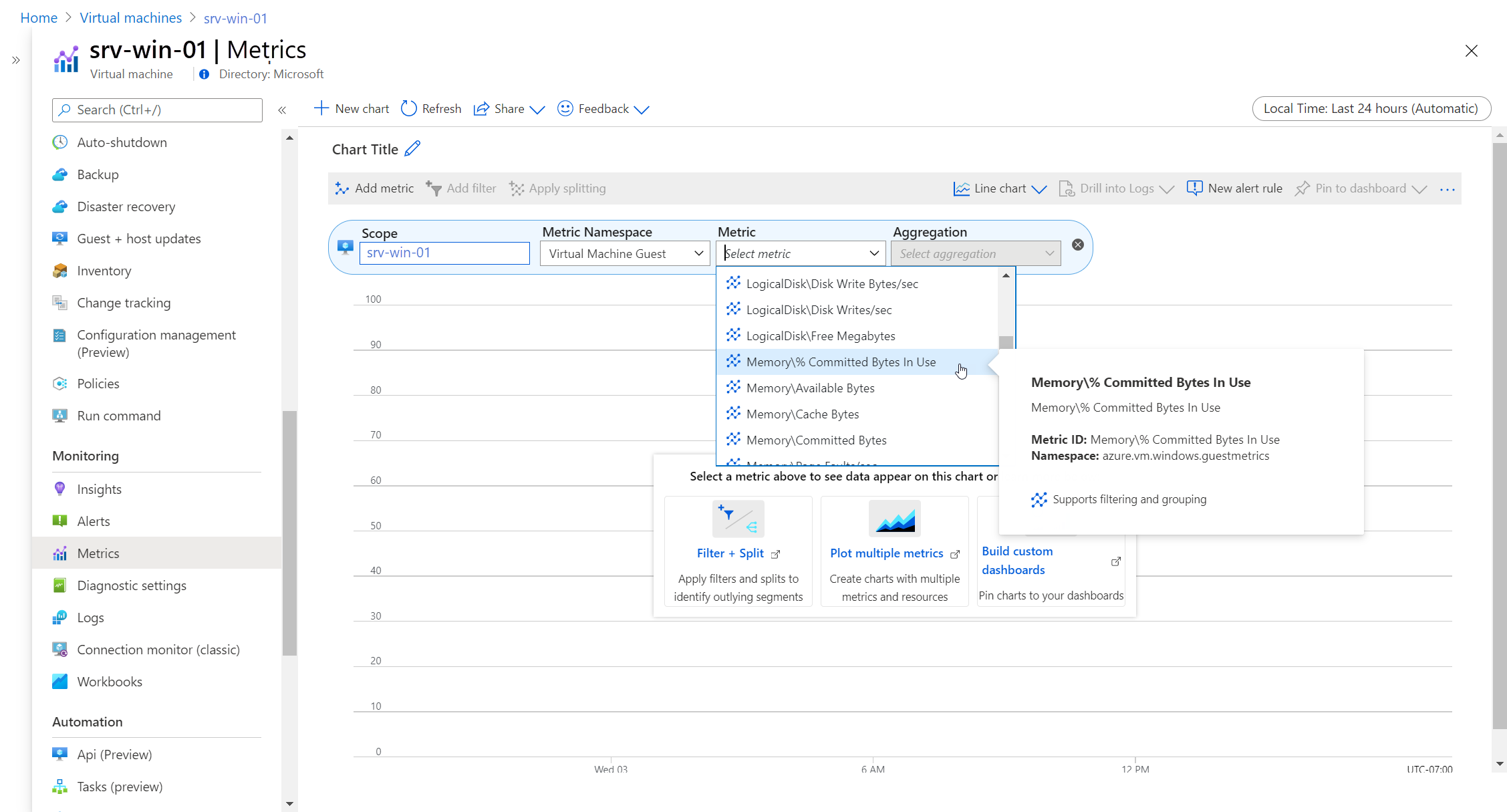 Screenshot: Metrik-Explorer mit Gastmetriken.