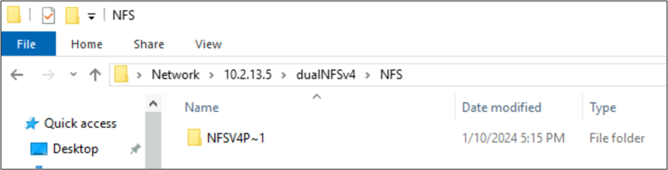 Screenshot of NFSv4.x directory in Windows Explorer.