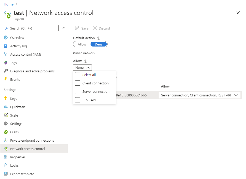 Edit public network ACL on portal 