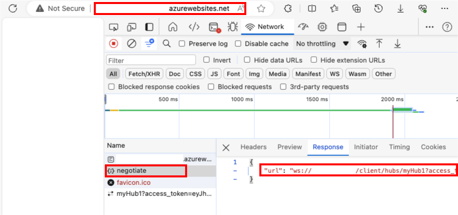 Screenshot, der zeigt, wie ein Zugriffstoken aus einer Web App abgerufen wird.