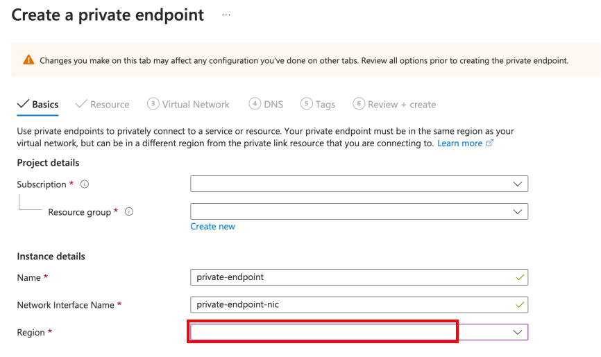 Screenshot, der zeigt, wie ein privater Endpunkt für die Web PubSub-Ressource erstellt wird.