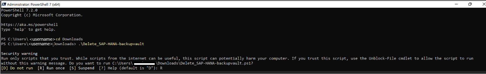 Screenshot: Löschen eines Tresors mit Cloud Shell