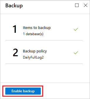 Screenshot showing how to enable backup.