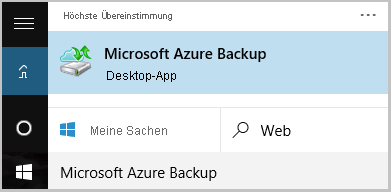 Screenshot shows how to launch the Azure Recovery Services agent.