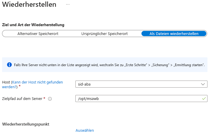 Screenshot: Wiederherstellen von Dateien