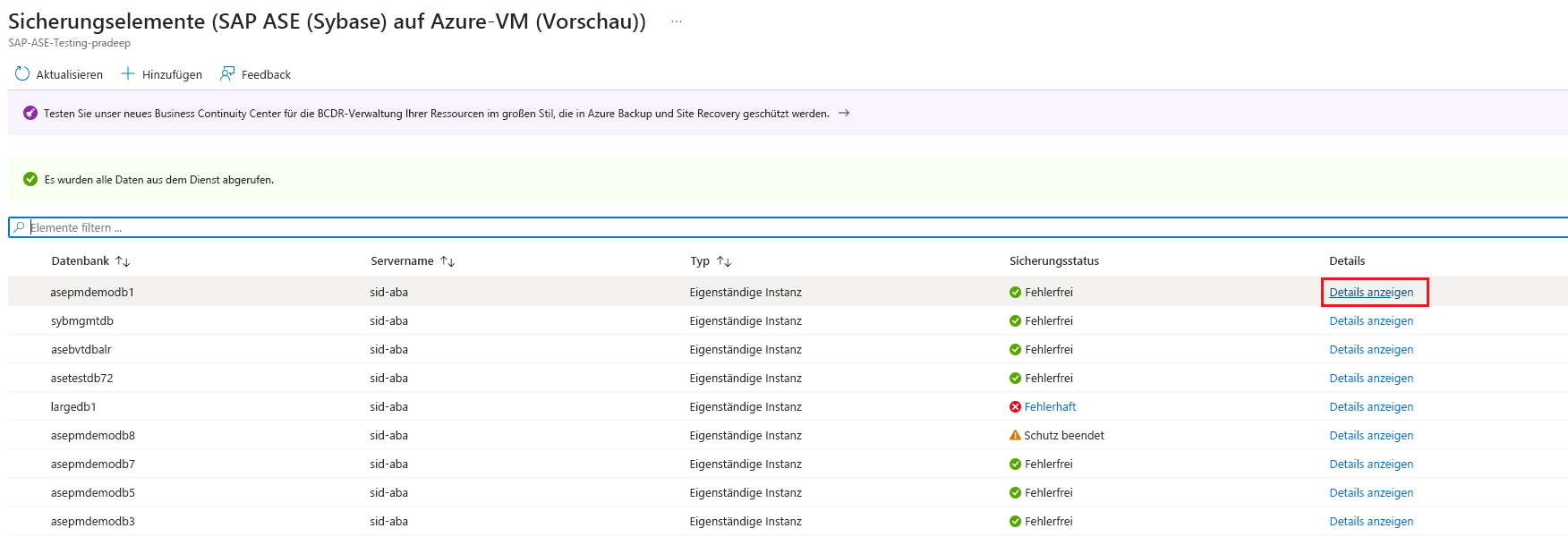 Screenshot: Anzeigen von Details
