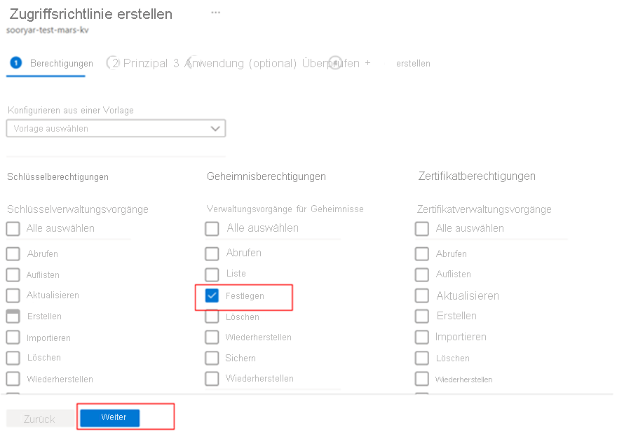 Screenshot shows how to start setting permissions.