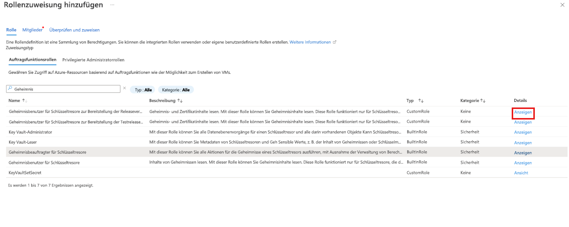 Screenshot shows how to view the permission details.
