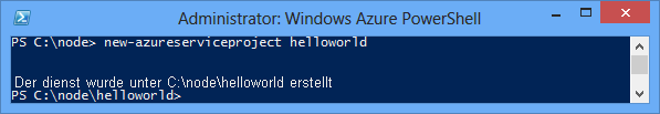 Ergebnis des New-AzureService-Hallowelt-Befehls