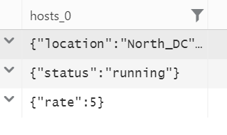Screenshot von „hosts_0“ mit Werten für „location“, „status“ und „rate“