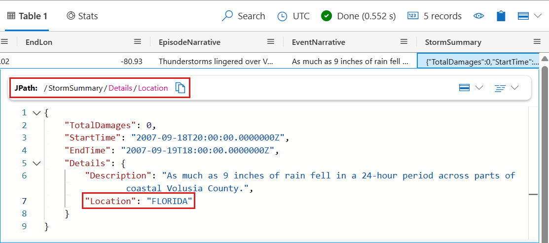 Screenshot eines geschachtelten JPATH.