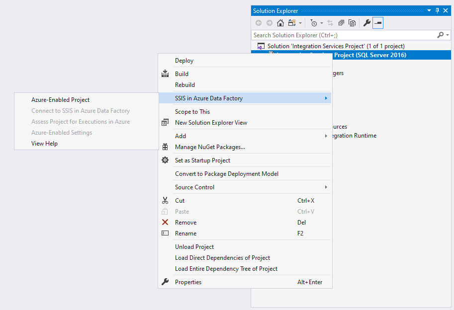 Azure-enable existing SSIS project