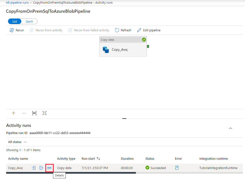 Screenshot, der die Aktivitätsdetails zeigt.