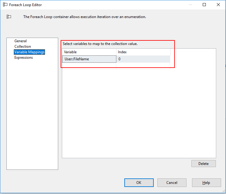 Configure Foreach Loop Container to get file name