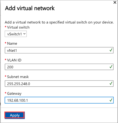 Screenshot der lokalen Benutzeroberfläche: Hinzufügen eines virtuellen Netzwerks auf der Seite „Erweitertes Networking“ für einen Knoten.