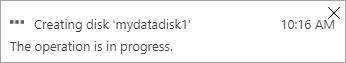 Screenshot der Benachrichtigung, dass die Erstellung des Datenträgers in Bearbeitung ist.