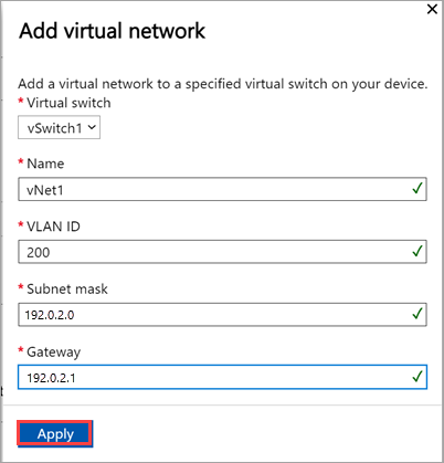 Screenshot der lokalen Benutzeroberfläche: Hinzufügen eines virtuellen Netzwerks auf der Seite „Erweitertes Networking“ für einen Knoten.
