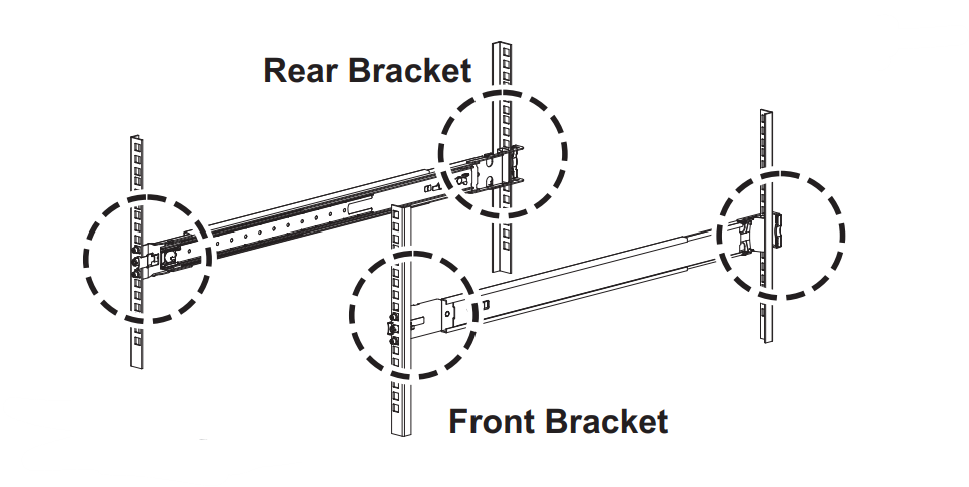 Diagram showing the front and rear bracket.