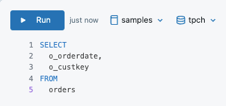 Katalog- und Schemaauswahl im AI/BI-Dashboard-Dataset-Editor.
