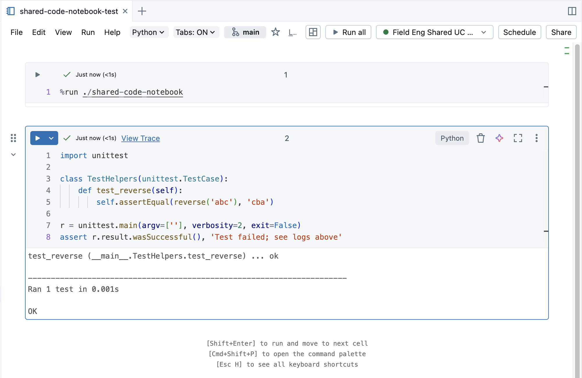 Trennen von Testcode