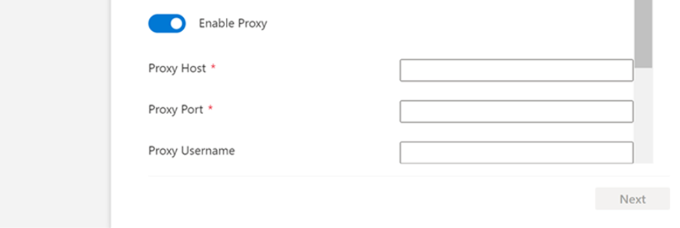 Screenshot: Proxy-Optionen für Anmeldung bei einem Sensor.