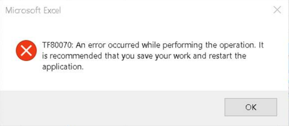 Screenshot der Fehlermeldung für TF80070.