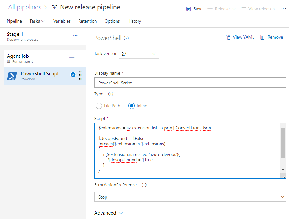 Azure DevOps CLI in einer Releasepipeline - Azure DevOps | Microsoft Learn