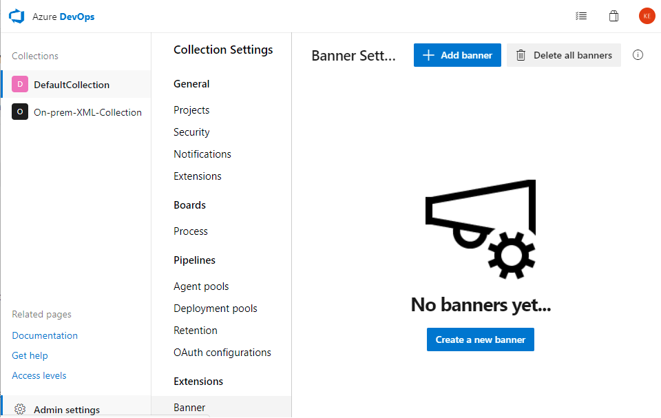 Screenshot, der das Erstellen des ersten Banners vor Ort zeigt.