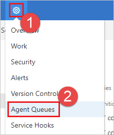 Choose settings, Agent Queues, TFS 2018.