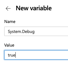 Festlegen des Systemdebuggings auf „true“