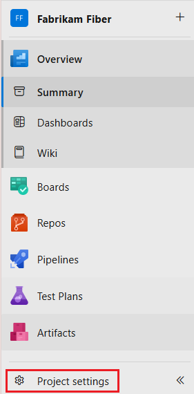 Screenshot, der zeigt, wie Sie zu Project-Einstellungen und Dienstverbindungen in Azure DevOps navigieren.