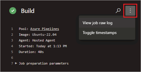 Screenshot des Inhaltsmenüs für Pipeline-Aufgaben.