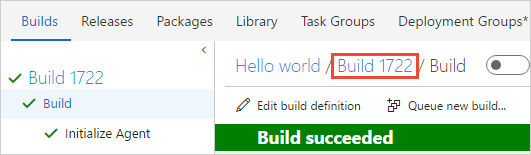 Buildkonsolen-Link zur Buildzusammenfassung