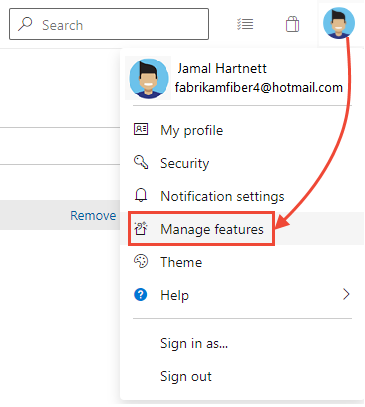 Screenshot des Menüs „Profil öffnen“, Azure DevOps Server 2020.