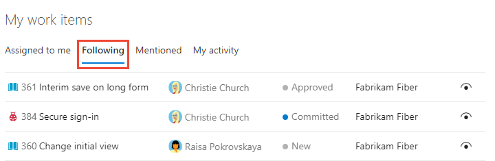 Screenshot des Posteingangs > Arbeitsaufgaben-Fenster > Folgend.