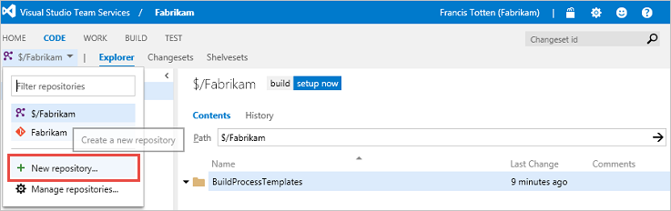 Erstellen eines neuen Git-Repositorys in Azure Repos