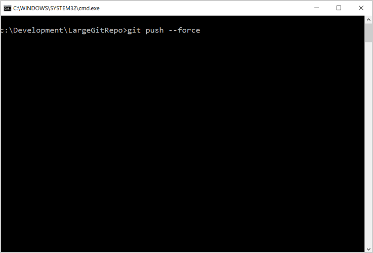 Screenshot der Befehlszeile - Git push --force.