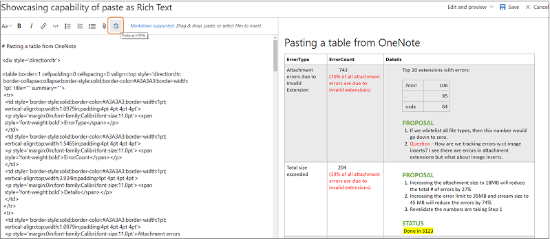 Wiki, umfangreicher Inhalt als HTML